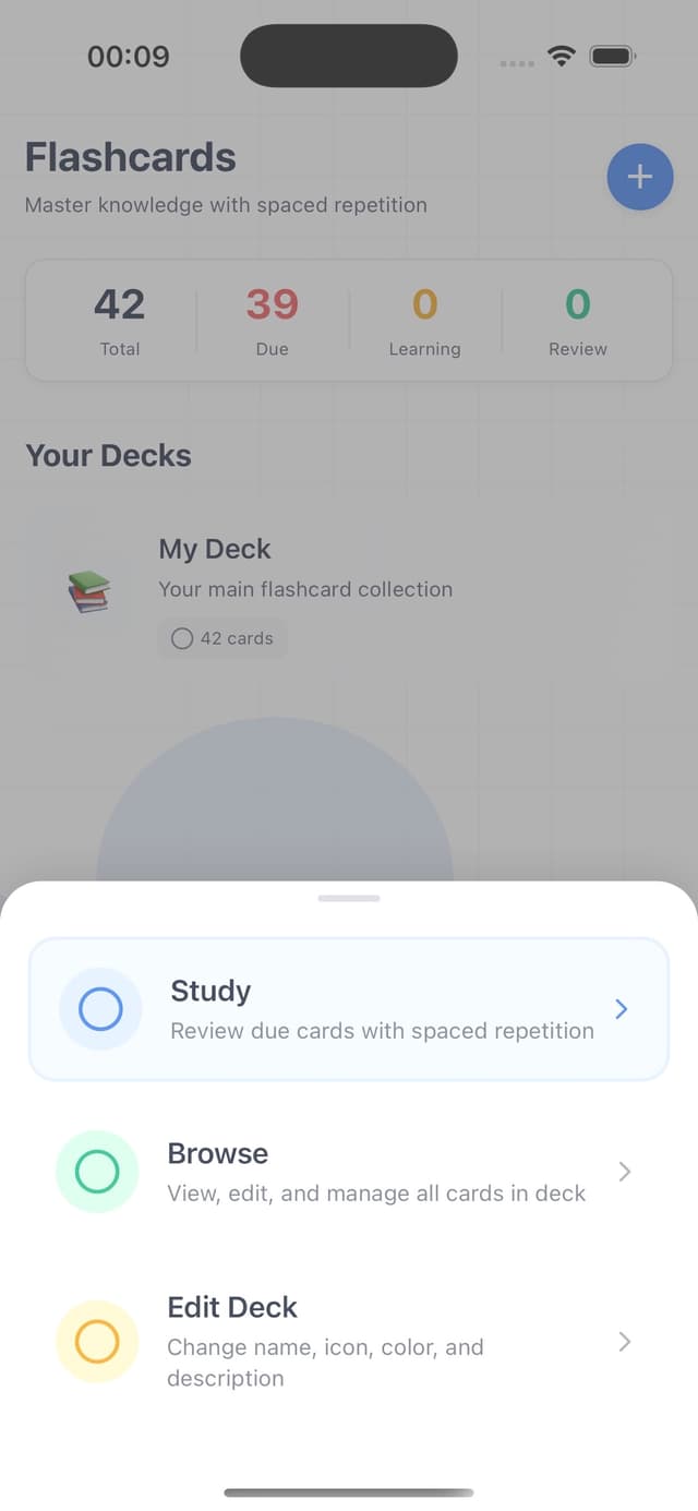 HabitatAI flashcards with spaced repetition